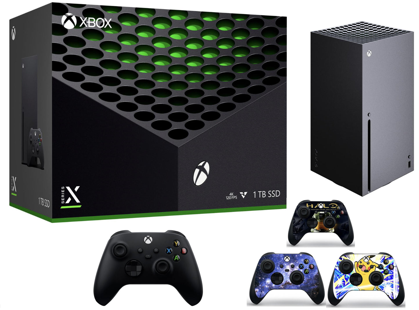 2023 Newest Series X 1TB SSD Console + 1 Wireless Controller, 16GB GDDR6 RAM, 8X Cores Zen 2 CPU Gaming, 4K UHD Blu-Ray, 8K HDR, Wifi + 3Pcs Controller Skins