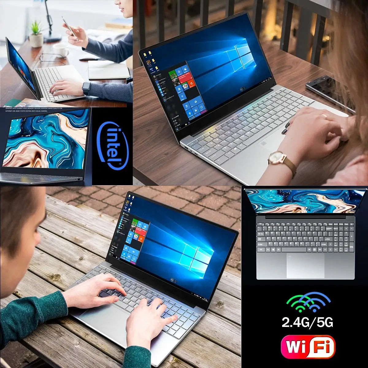 QMDZ Narrow Border 15.6-Inch IPS Screen 16GB RAM 256GB 1TB SSD Celeron N5095 Business Netbook Windows 10 11 Gaming Laptop