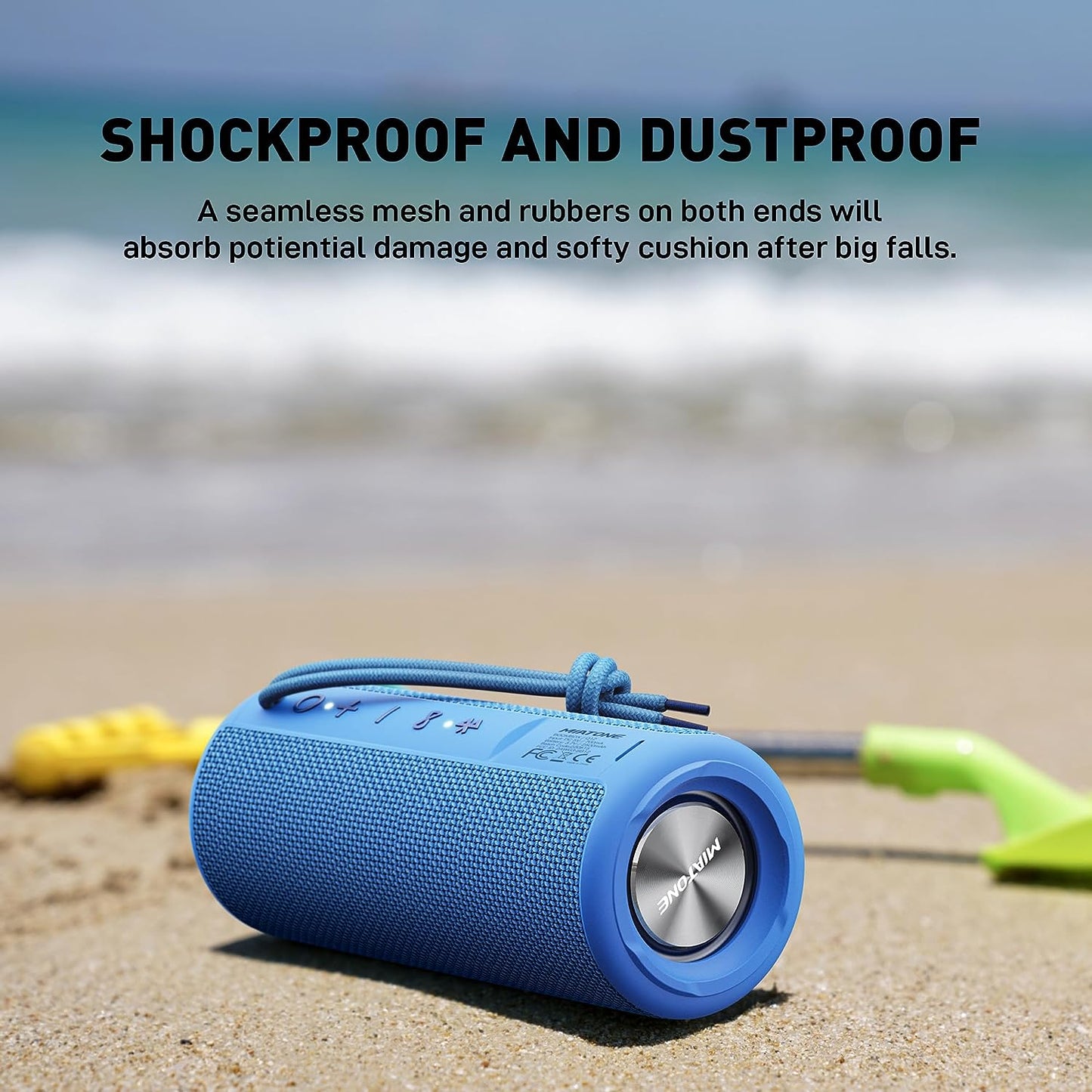 Outdoor Portable Bluetooth Wireless Speaker Waterproof for Shower - Blue