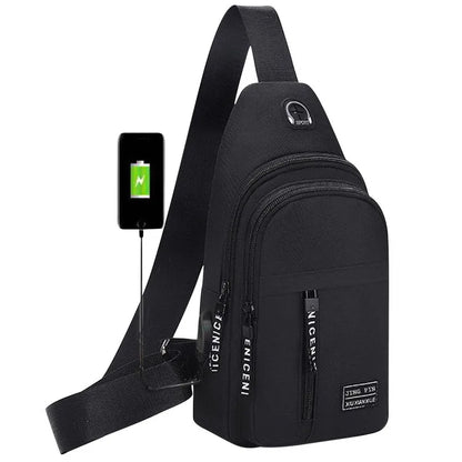 Travel Men'S Crossbody Bags USB Chest Bag Designer Messenger Bag Leather Shoulder Bags Diagonal Package New Back Pack