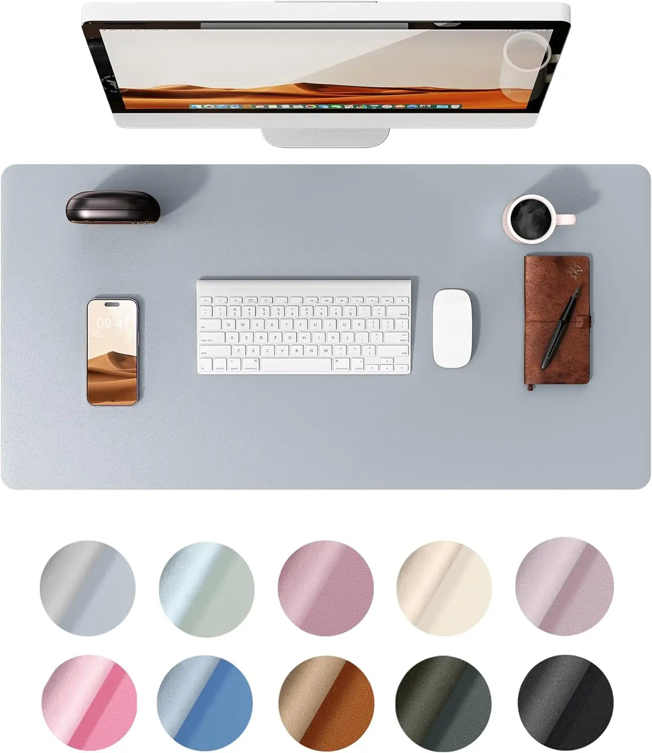 Leather Desk Pad Protector, Office Desk Mat, Large Mouse Pad, Non-Slip PU Leather Desk Blotter, Laptop Desk Pad Waterproof