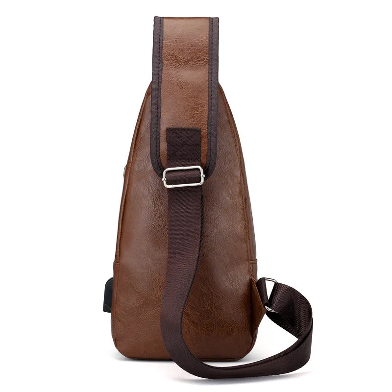 Travel Men'S Crossbody Bags USB Chest Bag Designer Messenger Bag Leather Shoulder Bags Diagonal Package New Back Pack