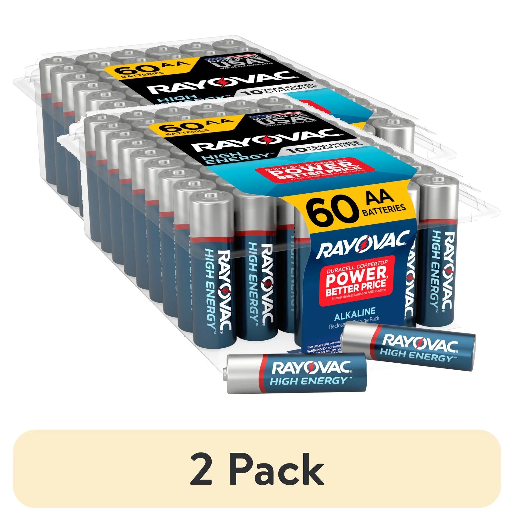 High Energy AA Batteries (60 Pack), Double a Batteries