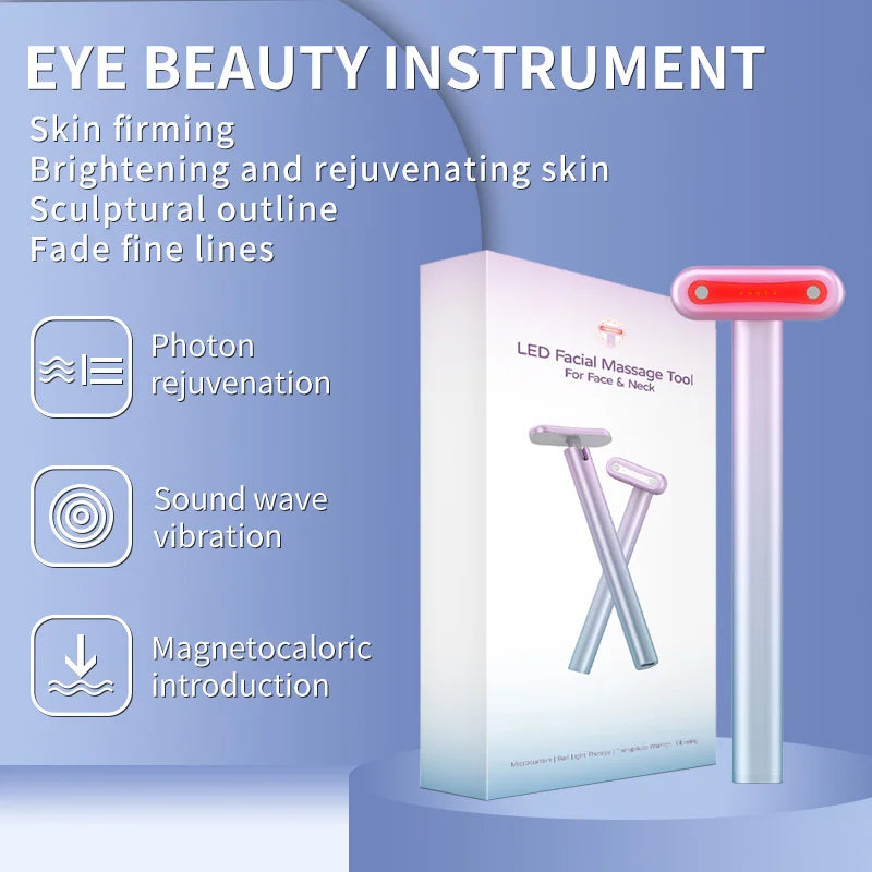 LED Microcurrent Eye Massager Heating Vibration Facial Neck anti Aging Wrinkle Face Lifting Massager Facial Beauty Device