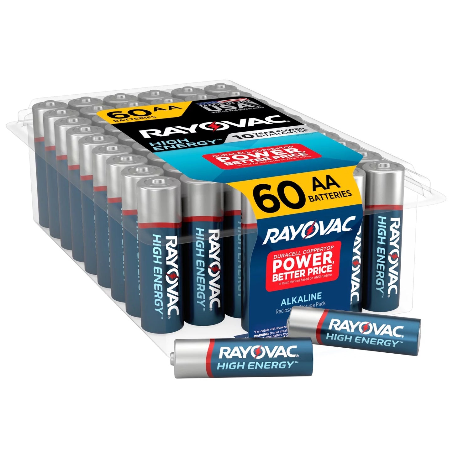 High Energy AA Batteries (60 Pack), Double a Batteries